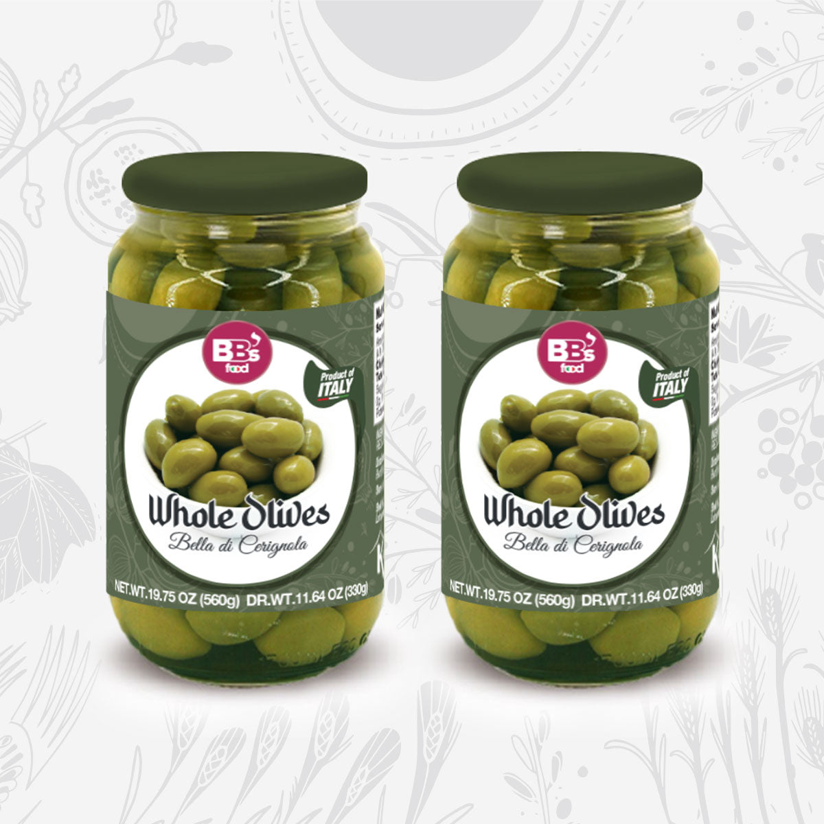 Whole Bella di Cerignola Olives x2