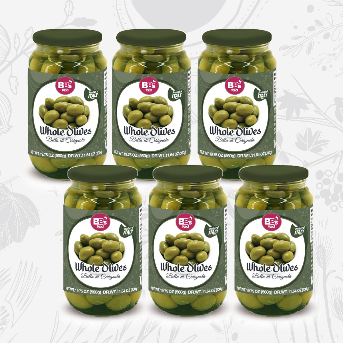Whole Bella di Cerignola Olives x6