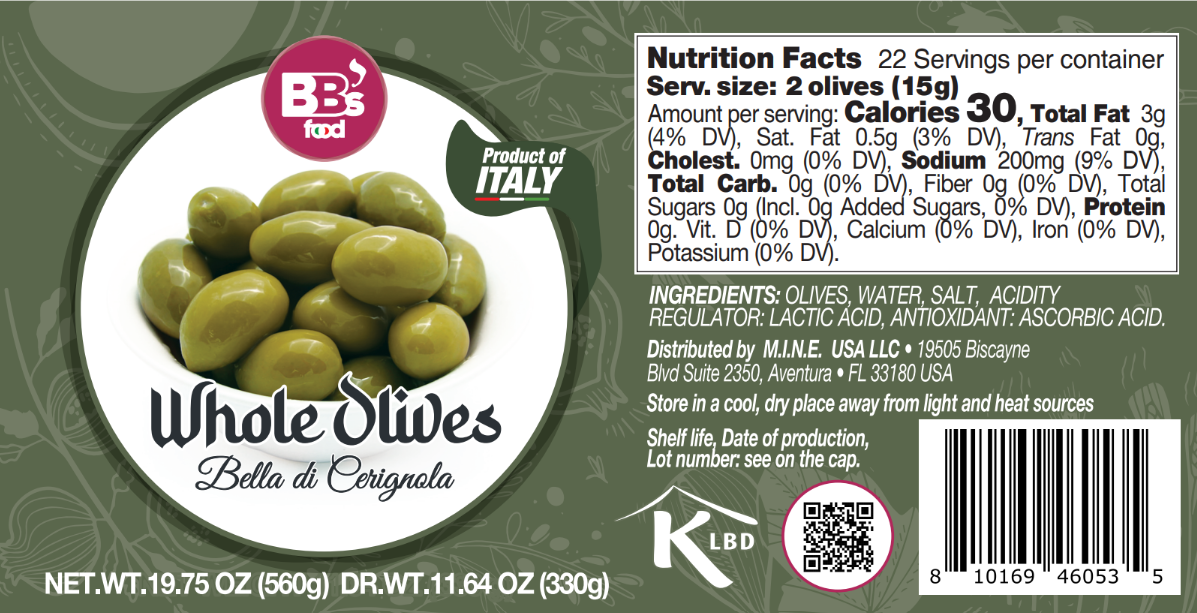 Whole Bella di Cerignola Olives x2